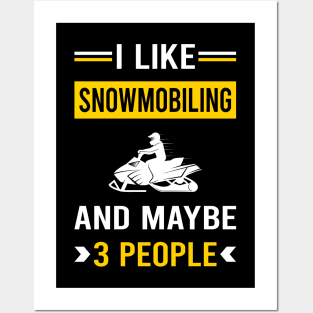 3 People Snowmobiling Snowmobile Posters and Art